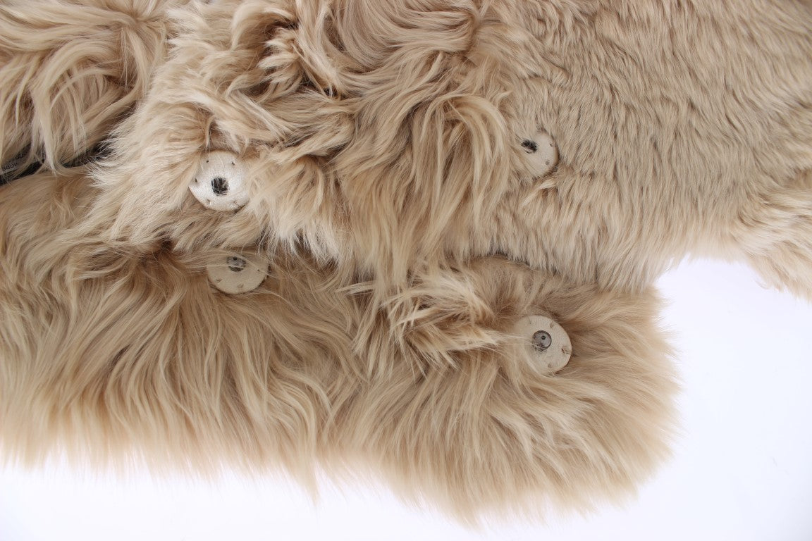 Dolce &amp; Gabbana Elegant Alpaca Fur Shoulder Wrap in Beige