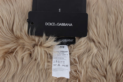 Dolce &amp; Gabbana Elegant Alpaca Fur Shoulder Wrap in Beige