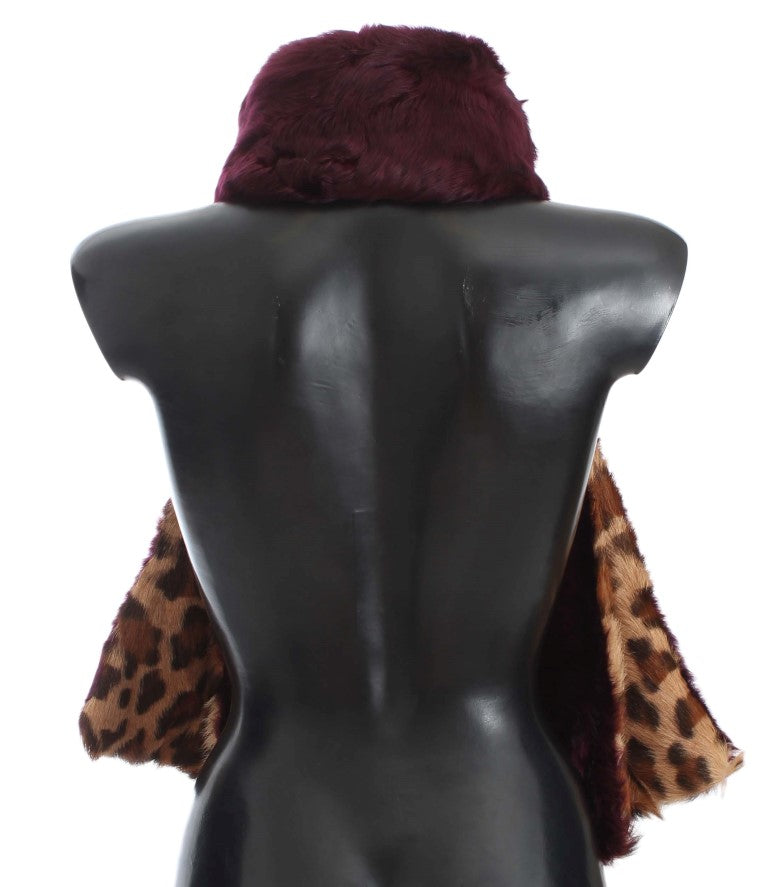 Dolce &amp; Gabbana Exquisite Leopard Print Lambskin Fur Scarf