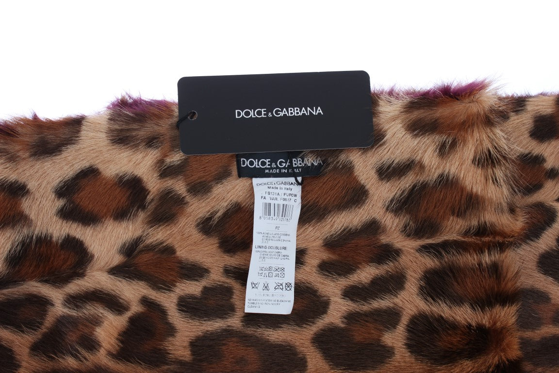 Dolce &amp; Gabbana Exquisite Leopard Print Lambskin Fur Scarf