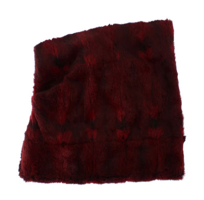 Dolce &amp; Gabbana Luxurious Bordeaux Fur Hooded Scarf Wrap