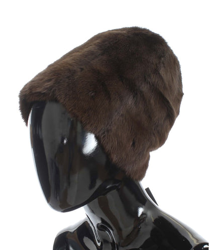 Dolce &amp; Gabbana Luxurious Brown Weasel Fur Beanie