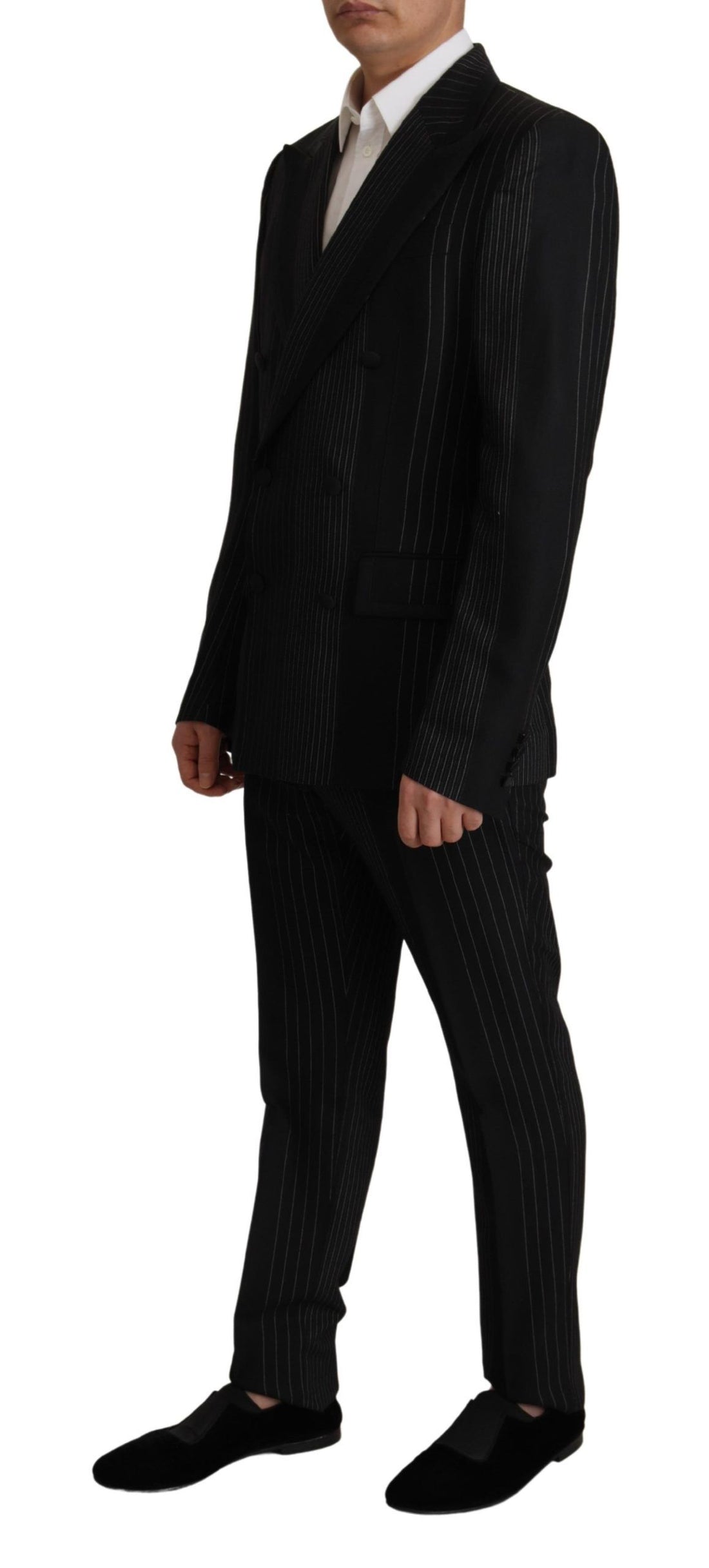 Dolce &amp; Gabbana Elegant Black Striped Slim Fit Two-Piece Suit