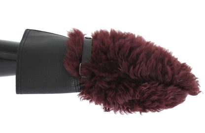 Dolce &amp; Gabbana Elegant Black &amp; Bordeaux Leather Gloves