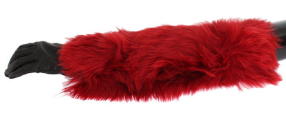 Dolce &amp; Gabbana Elegant Red Leather Elbow Long Gloves