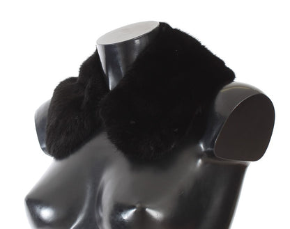 Dolce &amp; Gabbana Elegant Black Mink Fur Shoulder Wrap Scarf