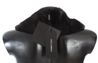 Dolce &amp; Gabbana Elegant Black Mink Fur Shoulder Wrap Scarf