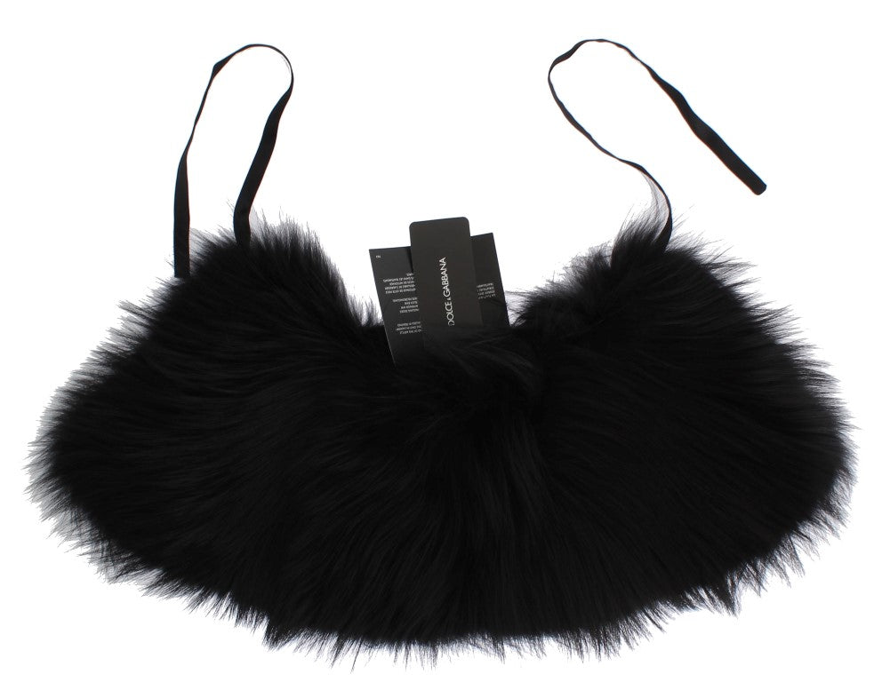 Dolce &amp; Gabbana Black Fox Fur Chic Shoulder Wrap