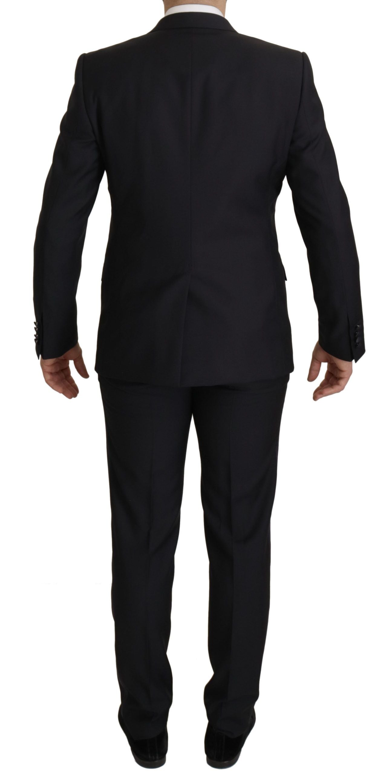 Dolce &amp; Gabbana Elegant Black Three-Piece Wool Blend Suit