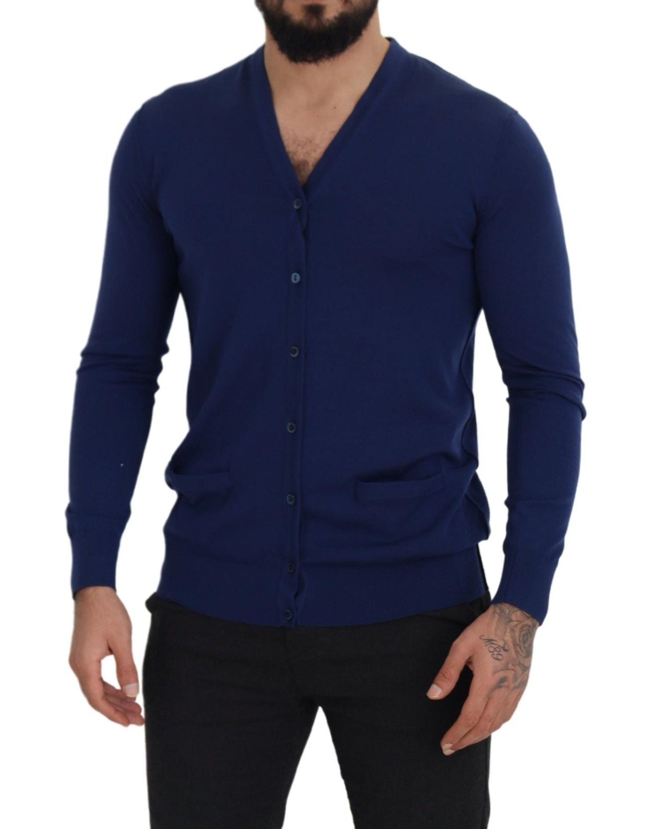 Dolce &amp; Gabbana Elegant Virgin Wool Blue Cardigan Sweater