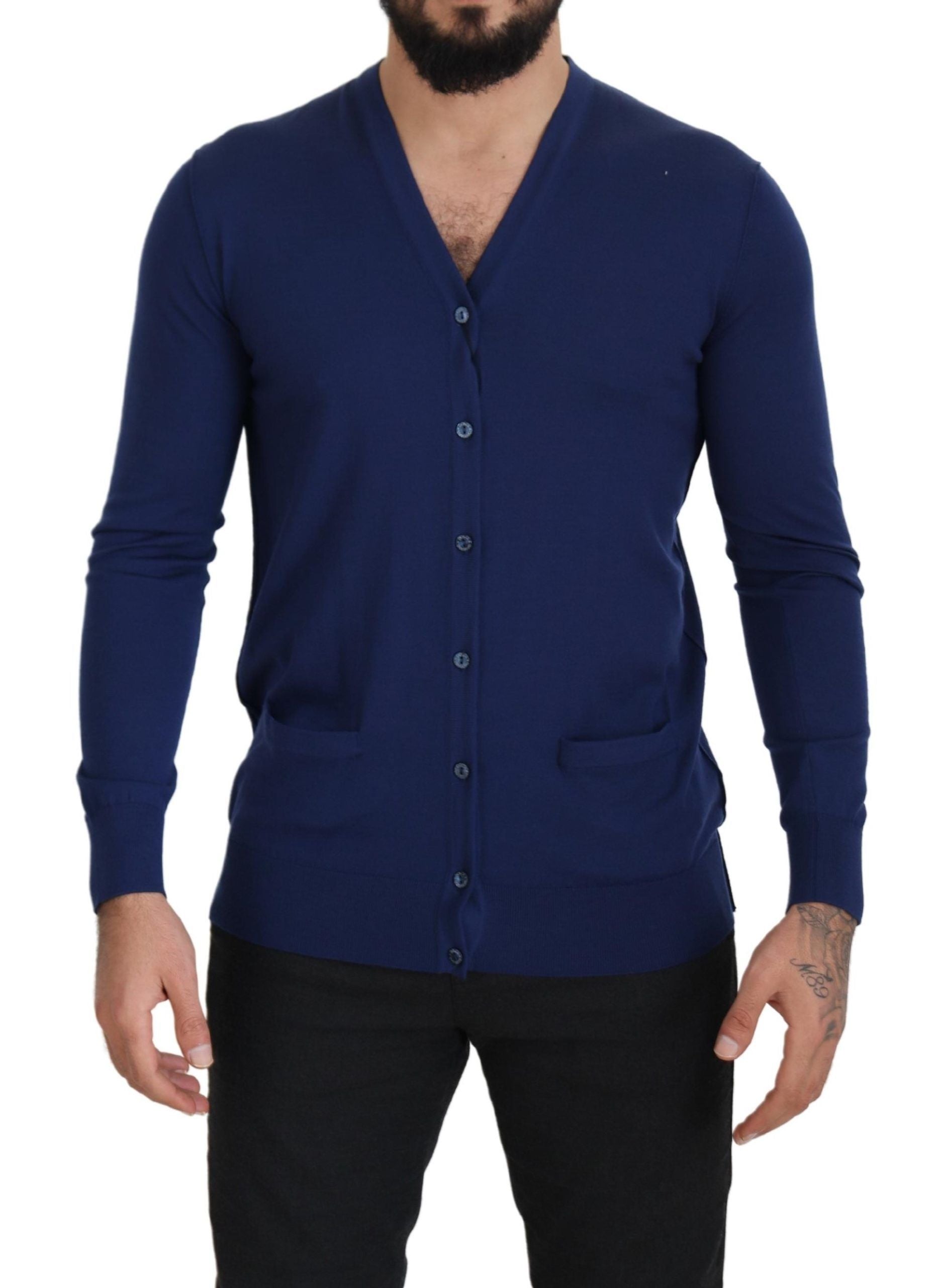 Dolce &amp; Gabbana Elegant Virgin Wool Blue Cardigan Sweater