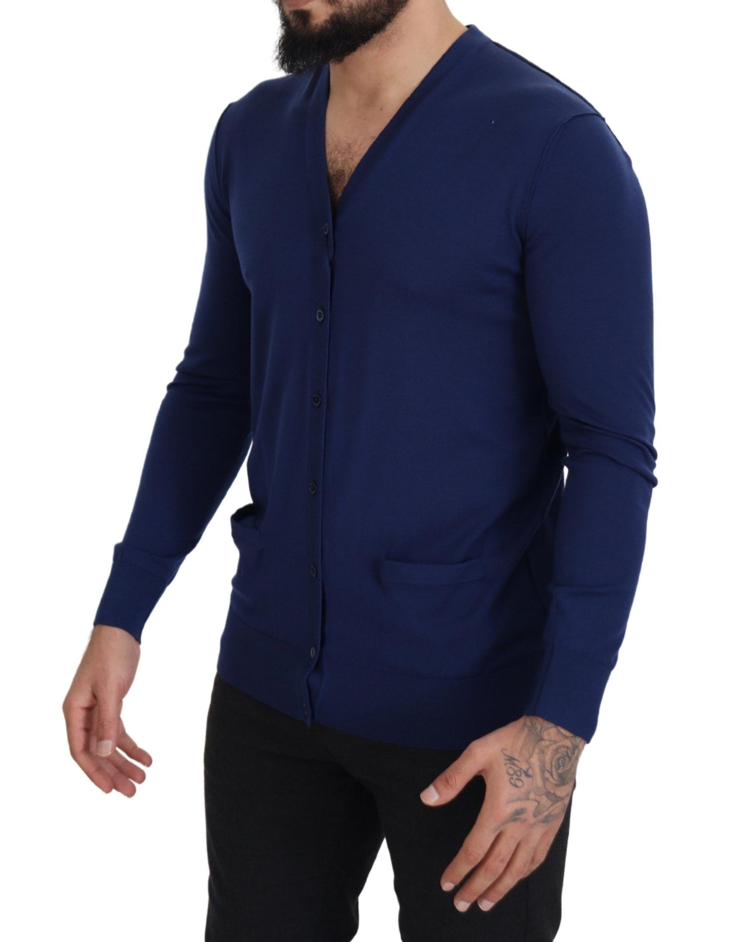 Dolce &amp; Gabbana Elegant Virgin Wool Blue Cardigan Sweater