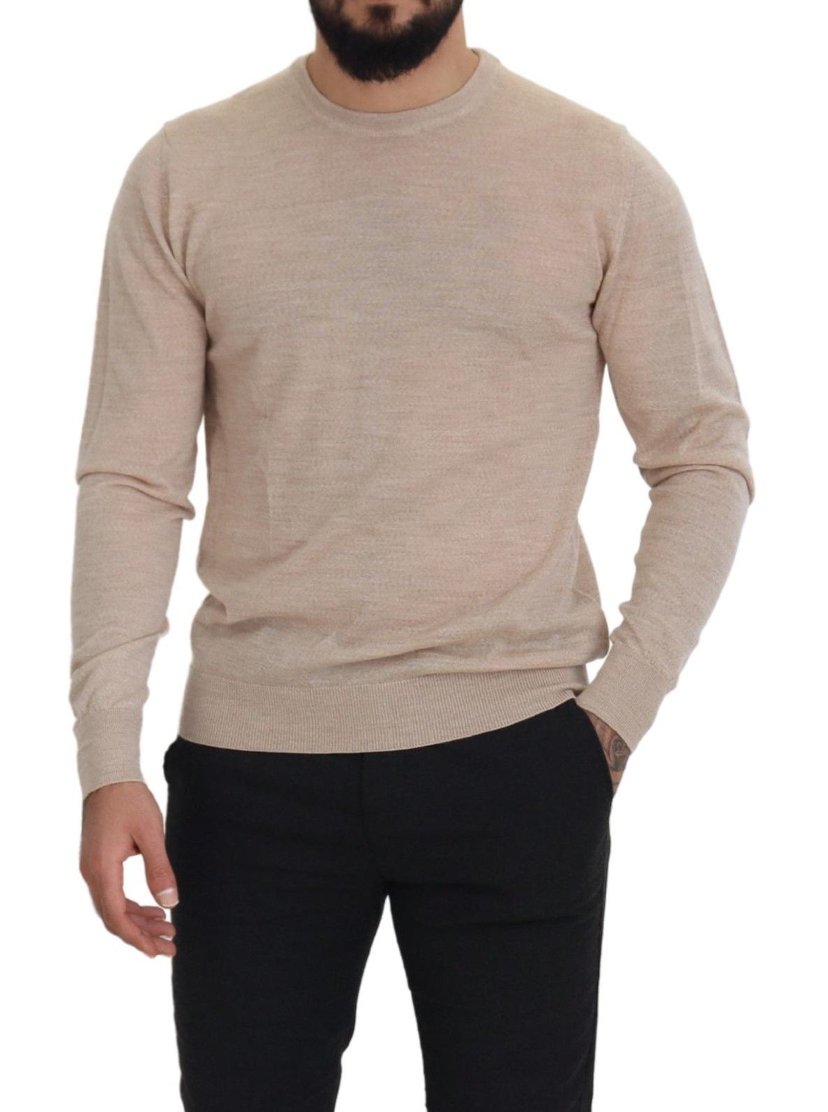 Dolce &amp; Gabbana Elegant Beige Crewneck Wool Sweater