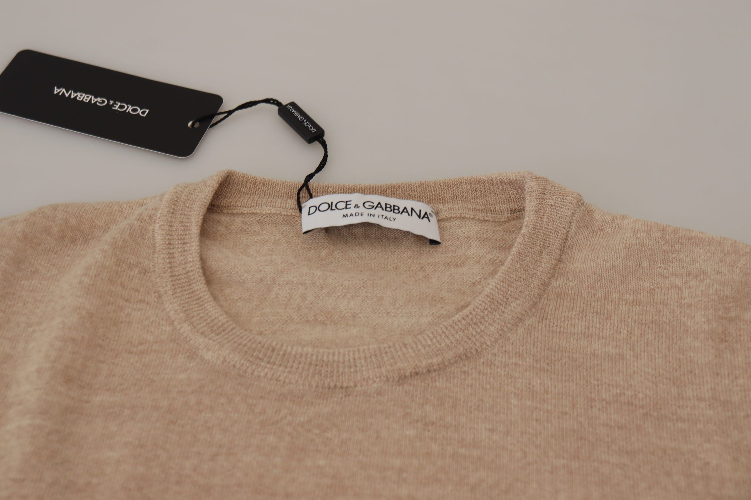 Dolce &amp; Gabbana Elegant Beige Crewneck Wool Sweater