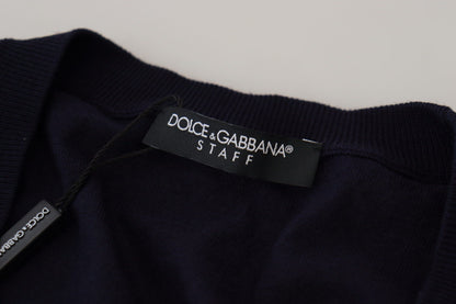 Dolce &amp; Gabbana Elegant Virgin Wool Cardigan Sweater in Blue