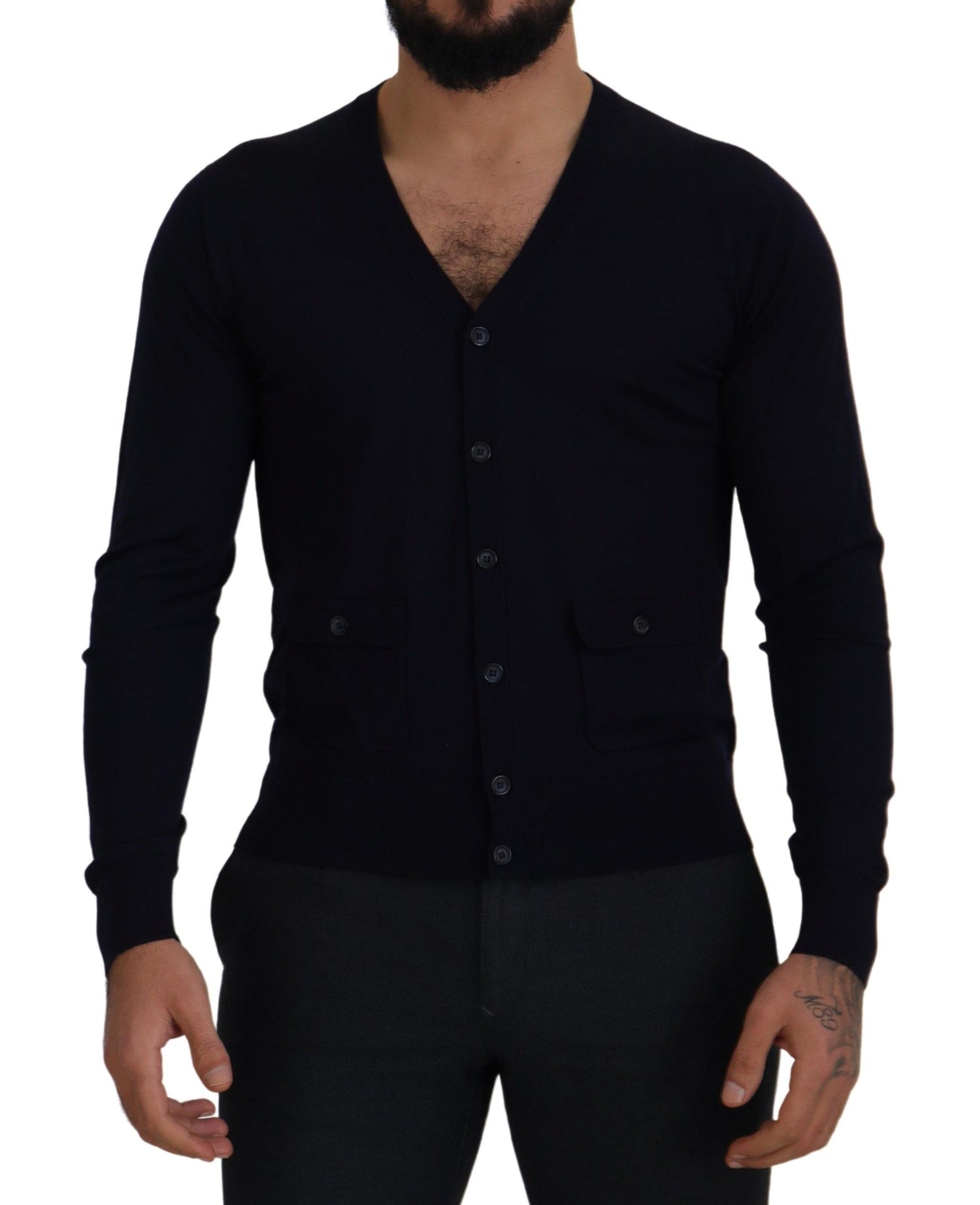 Dolce &amp; Gabbana Elegant Virgin Wool Cardigan Sweater in Blue