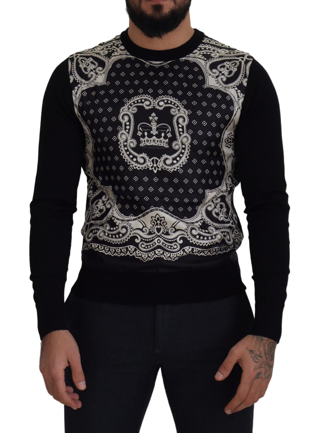 Dolce &amp; Gabbana Elegant Wool Silk Blend Crewneck Sweater