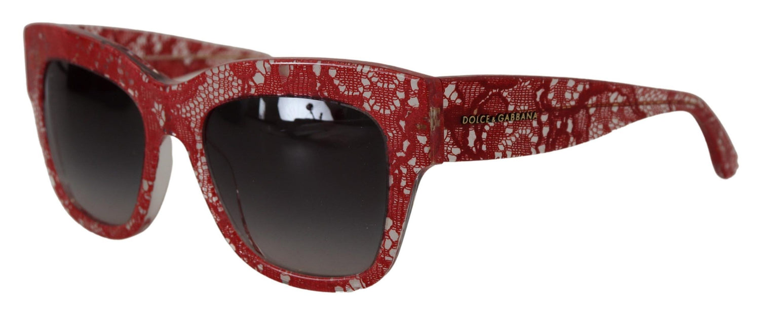 Dolce &amp; Gabbana Elegant Lace-Infused Red Sunglasses