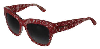 Dolce &amp; Gabbana Elegant Lace-Infused Red Sunglasses