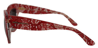 Dolce &amp; Gabbana Elegant Lace-Infused Red Sunglasses