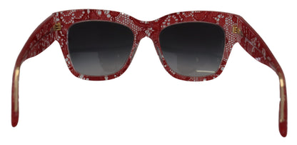 Dolce &amp; Gabbana Elegant Lace-Infused Red Sunglasses