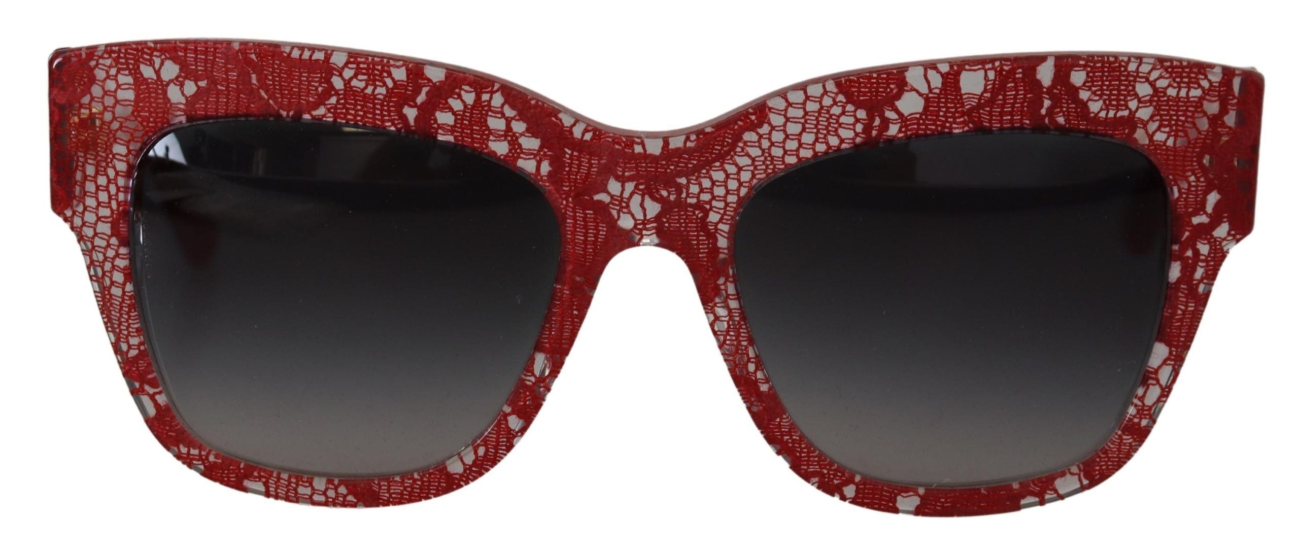 Dolce &amp; Gabbana Elegant Lace-Infused Red Sunglasses