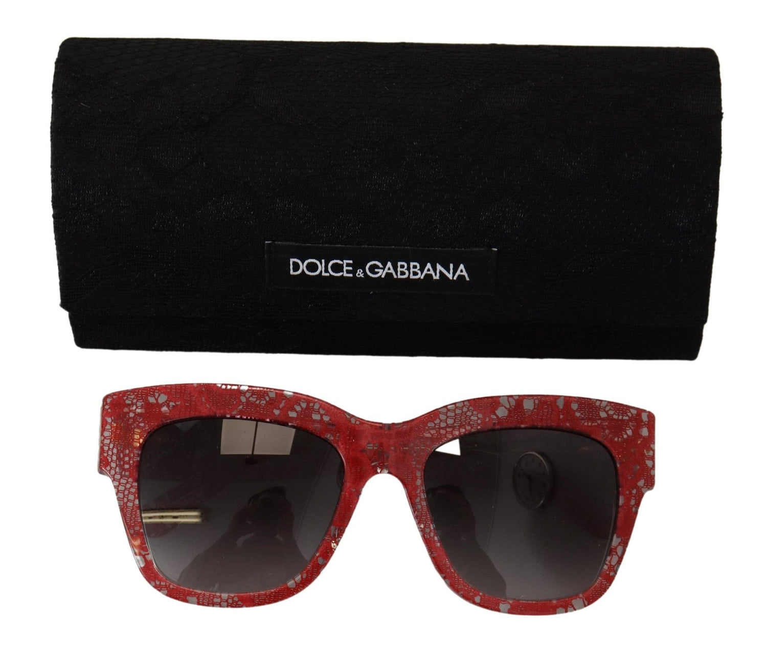 Dolce &amp; Gabbana Elegant Lace-Infused Red Sunglasses