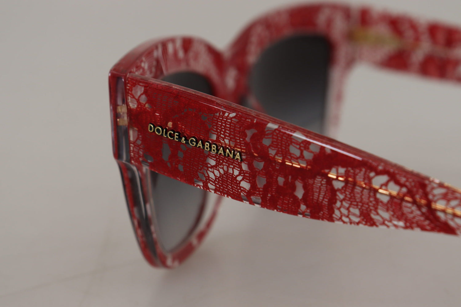 Dolce &amp; Gabbana Elegant Lace-Infused Red Sunglasses