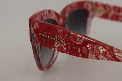 Dolce &amp; Gabbana Elegant Lace-Infused Red Sunglasses