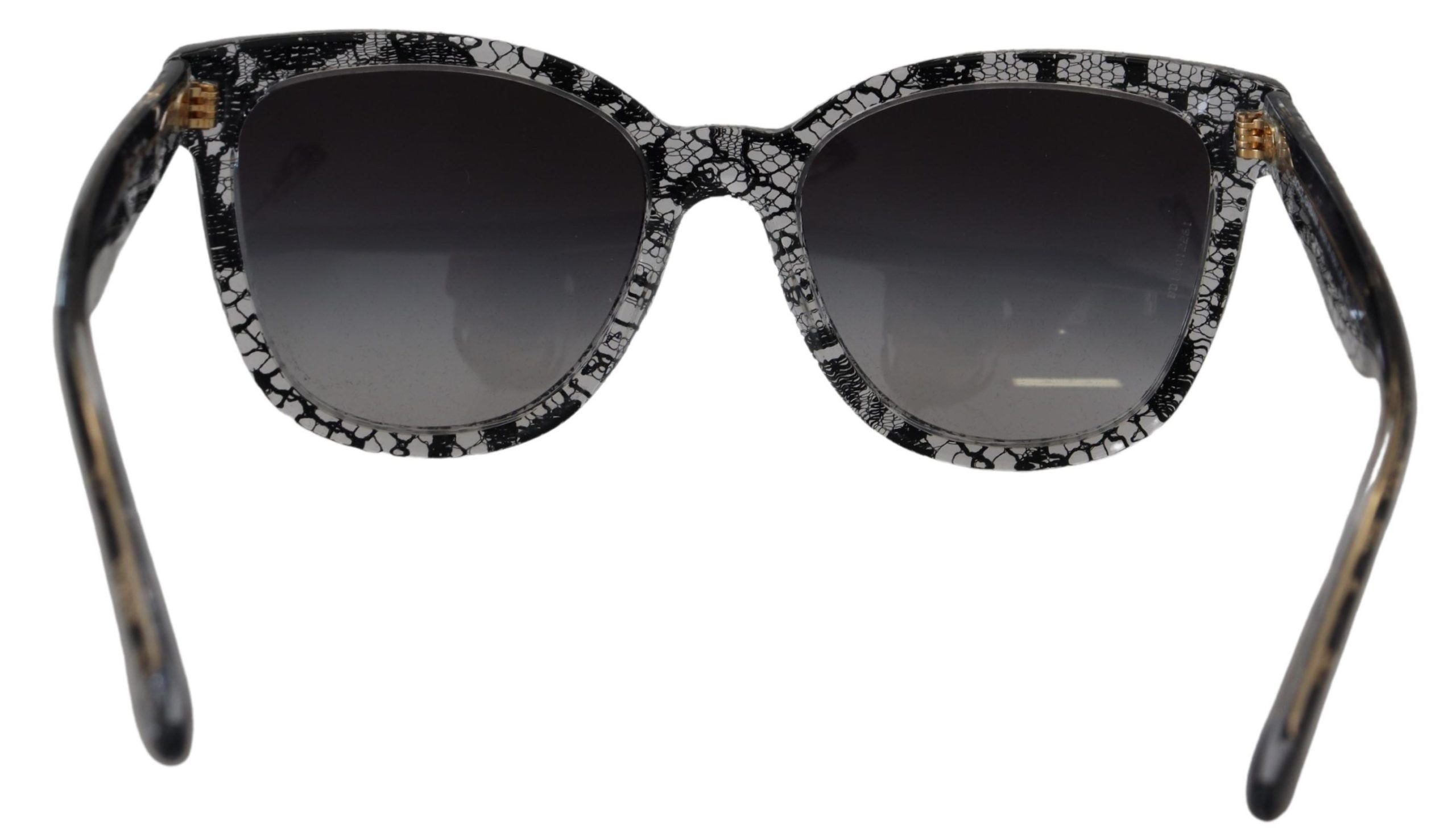 Dolce &amp; Gabbana Elegant White Lace Applique Sunglasses