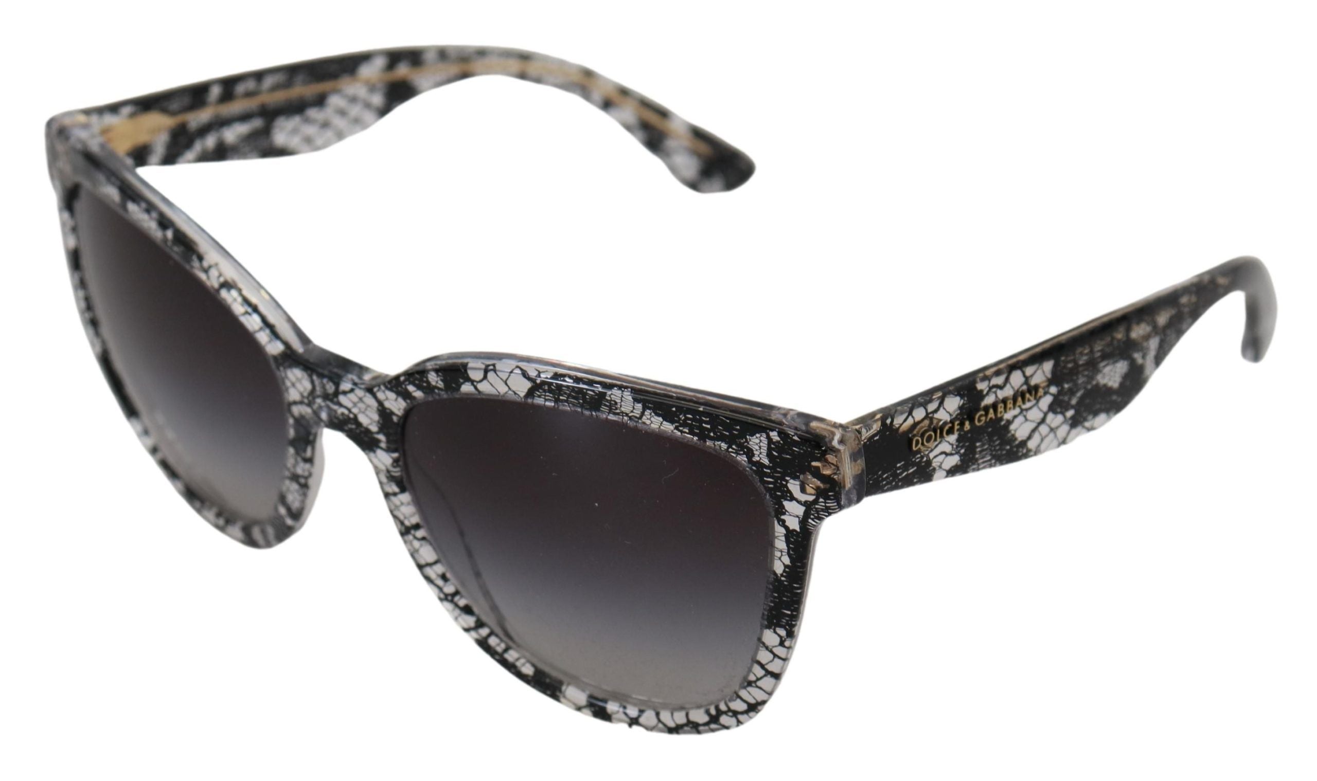 Dolce &amp; Gabbana Elegant White Lace Applique Sunglasses