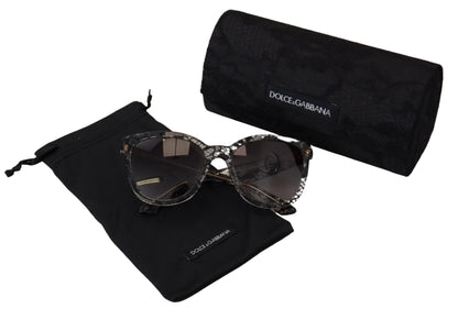 Dolce &amp; Gabbana Elegant White Lace Applique Sunglasses