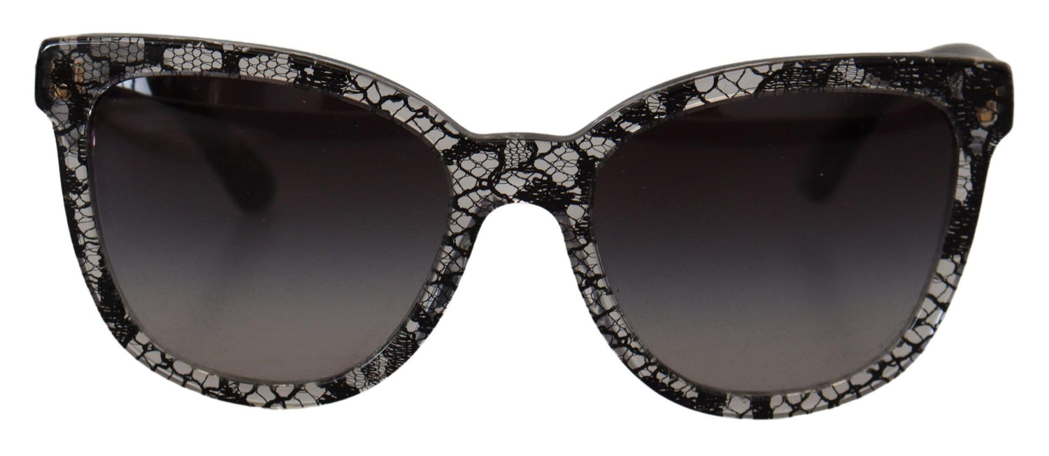 Dolce &amp; Gabbana Elegant White Lace Applique Sunglasses