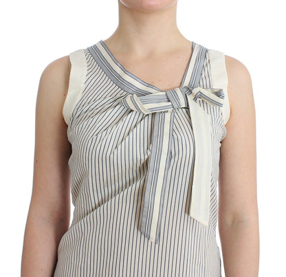 Ermanno Scervino Chic Striped Cotton-Silk Bow Top