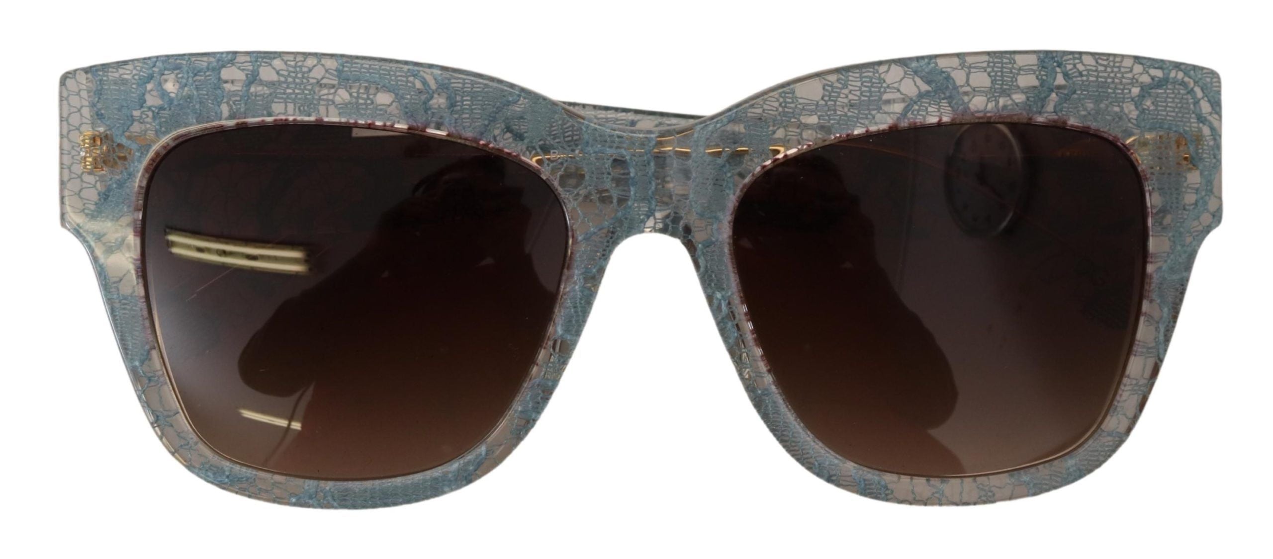 Dolce &amp; Gabbana Elegant Lace Detail Blue Sunglasses