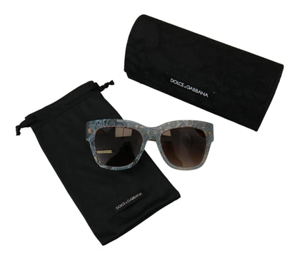 Dolce &amp; Gabbana Elegant Lace Detail Blue Sunglasses