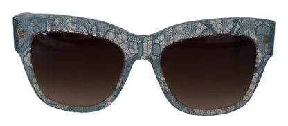 Dolce &amp; Gabbana Elegant Lace Detail Blue Sunglasses