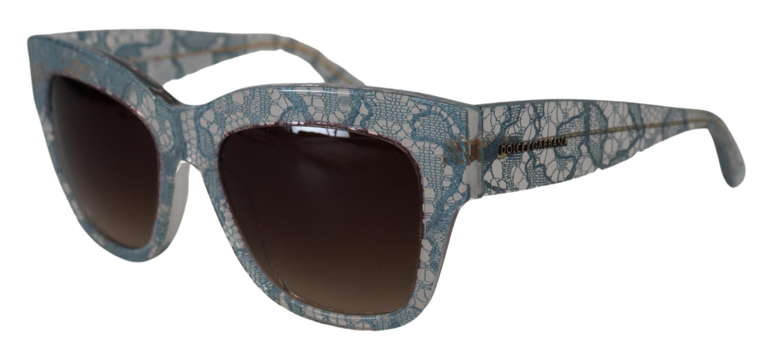 Dolce &amp; Gabbana Elegant Lace Detail Blue Sunglasses