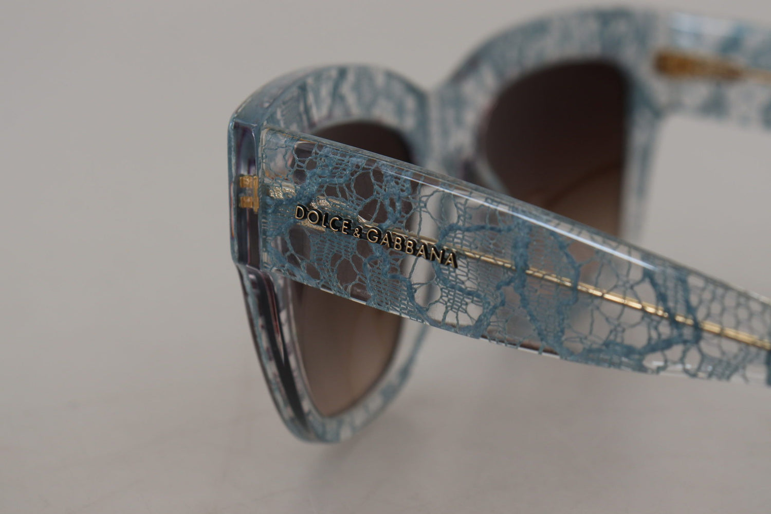 Dolce &amp; Gabbana Elegant Lace Detail Blue Sunglasses