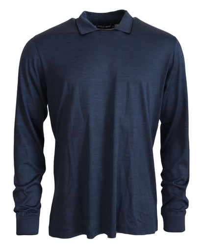 Dolce &amp; Gabbana Sophisticated Silk Polo Sweater in Blue