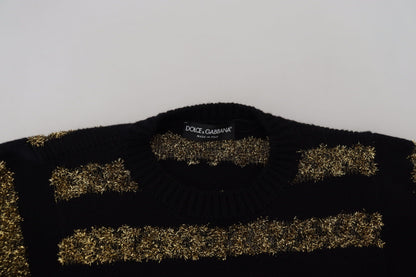 Dolce &amp; Gabbana Elegant Black and Gold Crystal Sweater