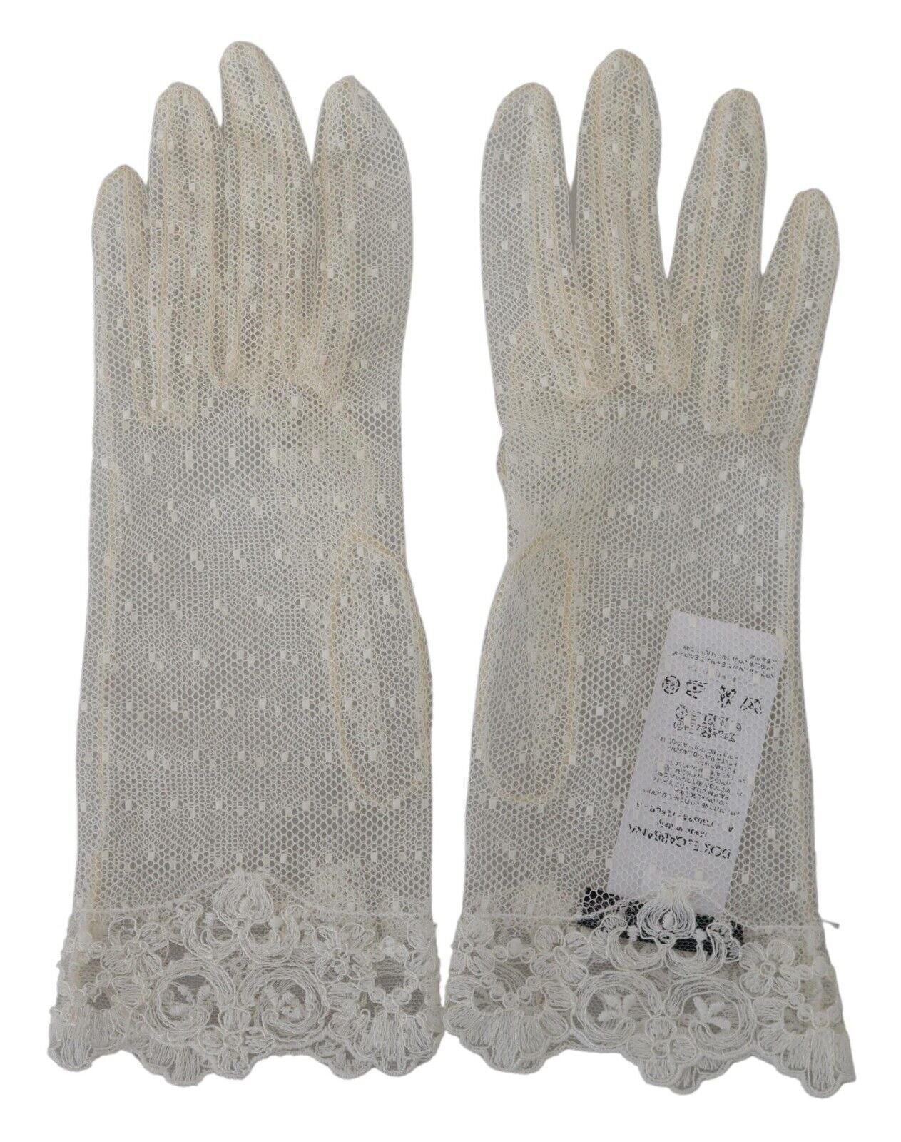 Dolce &amp; Gabbana Chic White Wrist Length Gloves