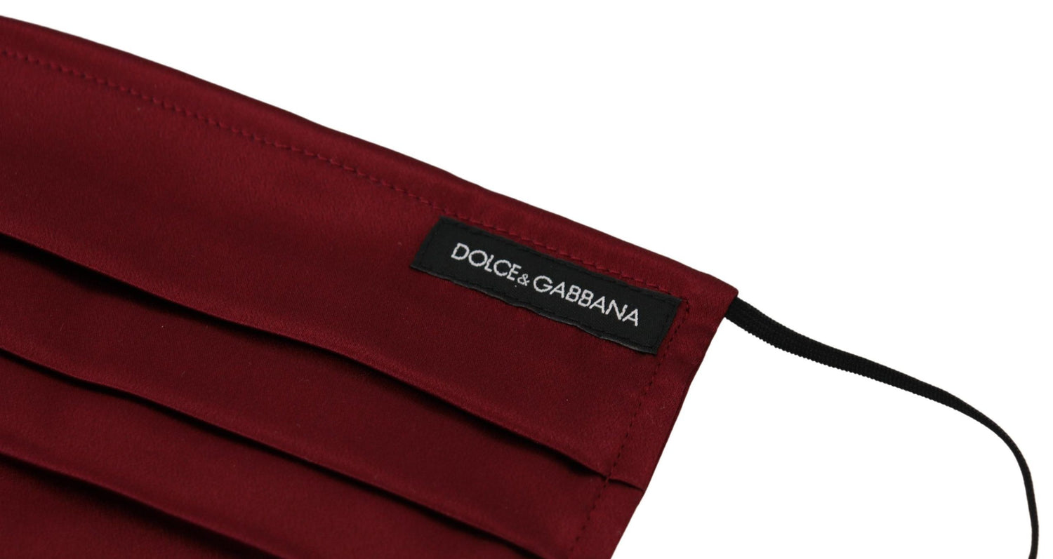 Dolce &amp; Gabbana Elegant Silk Pleated Maroon Face Mask