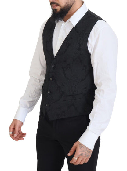 Dolce &amp; Gabbana Elegant Black Martini Suit Jacket &amp; Vest Ensemble