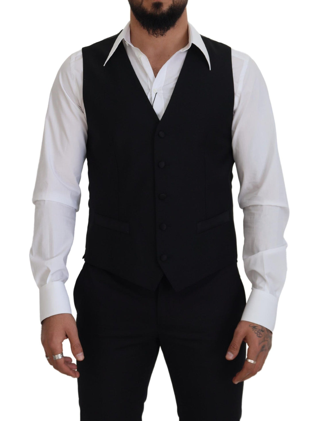 Dolce &amp; Gabbana Elegant Black Single-Breasted Dress Vest