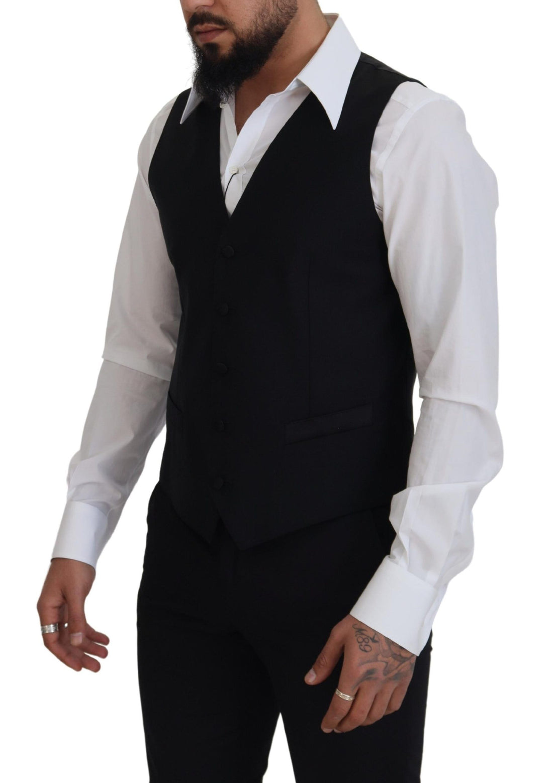 Dolce &amp; Gabbana Elegant Black Single-Breasted Dress Vest