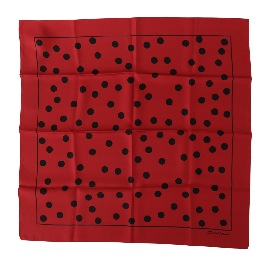 Dolce &amp; Gabbana Elegant Red Polka Dot Silk Square Scarf