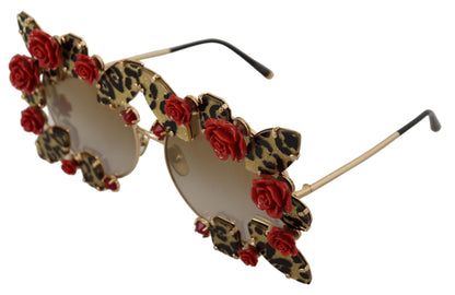 Dolce &amp; Gabbana Elegant Round Rose-Embellished Sunglasses