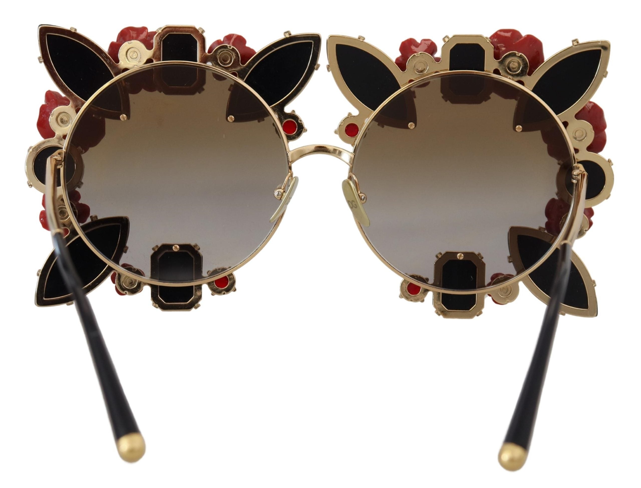 Dolce &amp; Gabbana Elegant Round Rose-Embellished Sunglasses