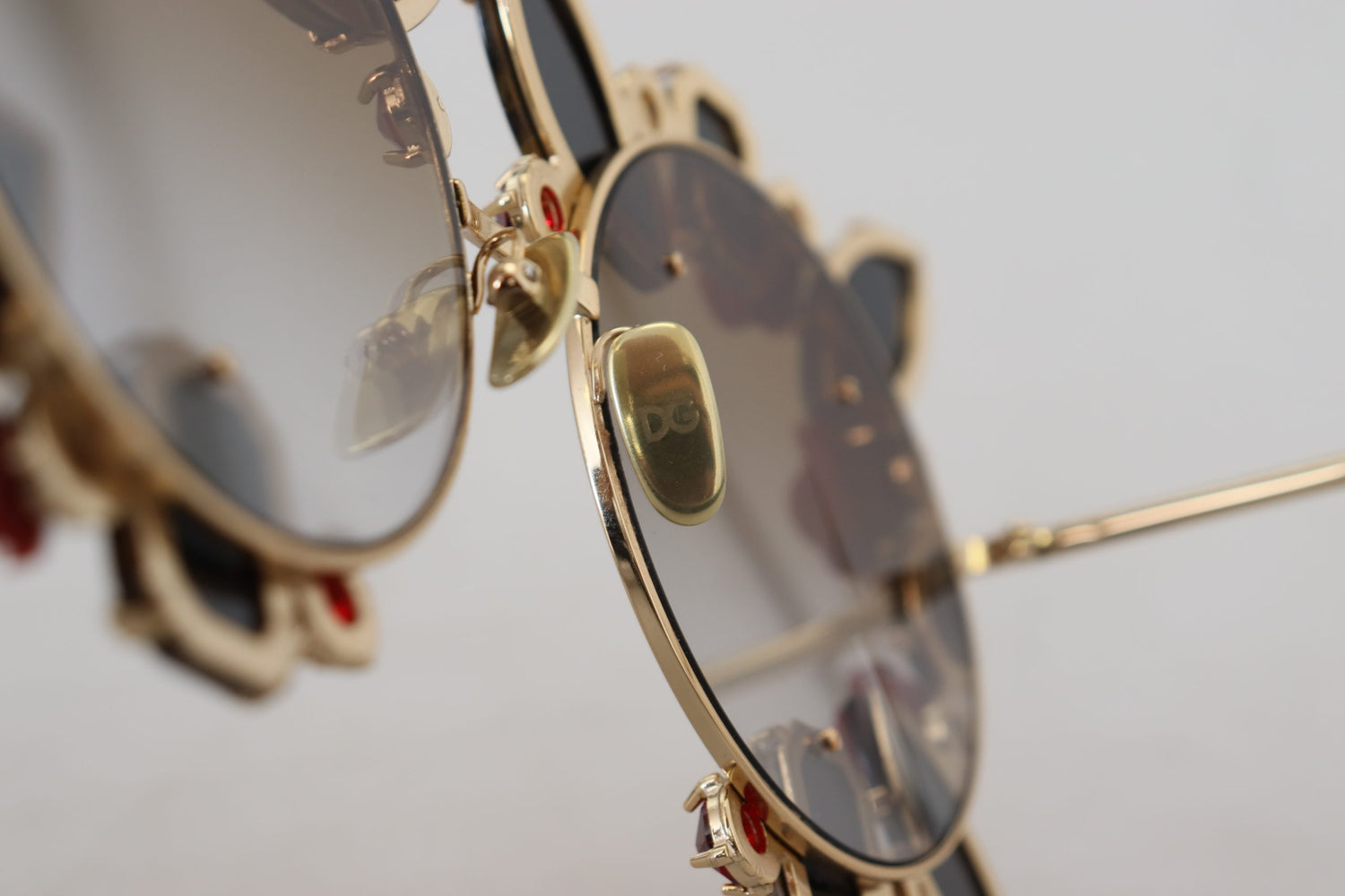 Dolce &amp; Gabbana Elegant Round Rose-Embellished Sunglasses